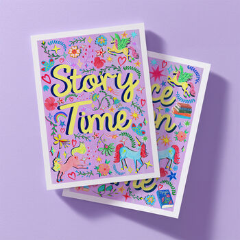 Purple Story Time Print – Nursery Wall Art With Unicorns, Stars, Flowers And Books For Girls’ Bedroom Or Reading Nook, 5 of 7