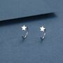 Tiny Star Huggie Hoop Earrings In Sterling Silver, thumbnail 1 of 11