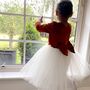 Burnt Orange Long Sleeve Velvet Tutu Dress, thumbnail 1 of 8