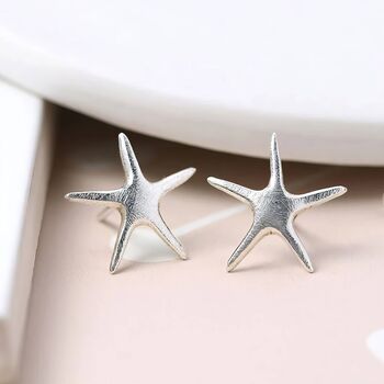 Large Sterling Silver Starfish Stud Earrings, 4 of 10