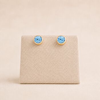 Gold Plated Sterling Silver Aquamarine Stud Earrings, 3 of 6
