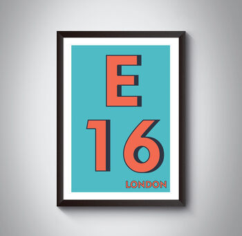 E16 Canning Town London Typography Postcode Print, 3 of 10