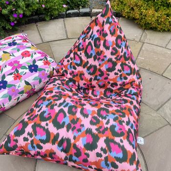 Outdoor Beanbag In Sparrow And Plumb Pink Leopard Print, 5 of 5