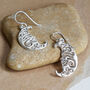 Sterling Silver Henna Moon Dangly Earrings, thumbnail 1 of 3