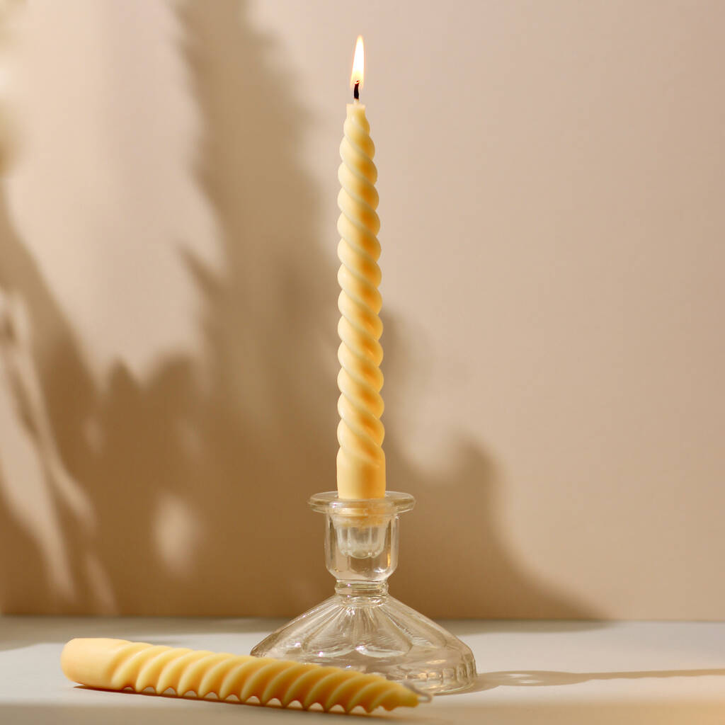 Soft Pastel Beeswax Soy Blend Spiral Twist Candles By Allumee Home