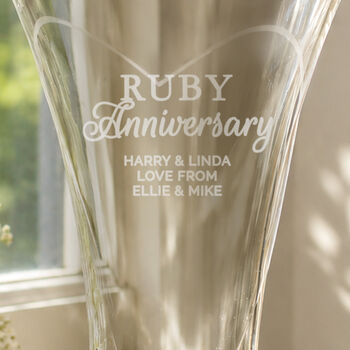 Ruby Wedding Anniversary Gifts Personalised Crystal Glass Vase, 2 of 7