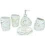 Five Pieces White And Gold Marble Bath Accessory Set, thumbnail 4 of 8