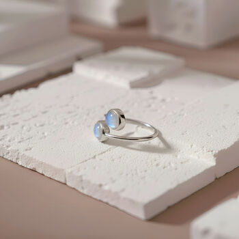 Handmade Open Adjustable Sterling Silver Rainbow Moonstone Ring, 6 of 10