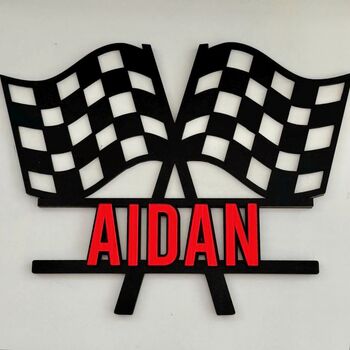 Personalised Racing Checkered Flag With Name, 4 of 4