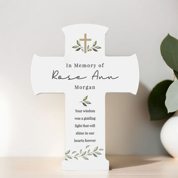 Personalised Botanical Cross Wooden Ornament, 5 of 5