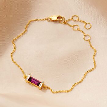 18k Gold Vermeil Birthstone Baguette Bracelet, 8 of 12