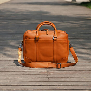 Minimalist Leather Briefcase Laptop Bag, 4 of 10