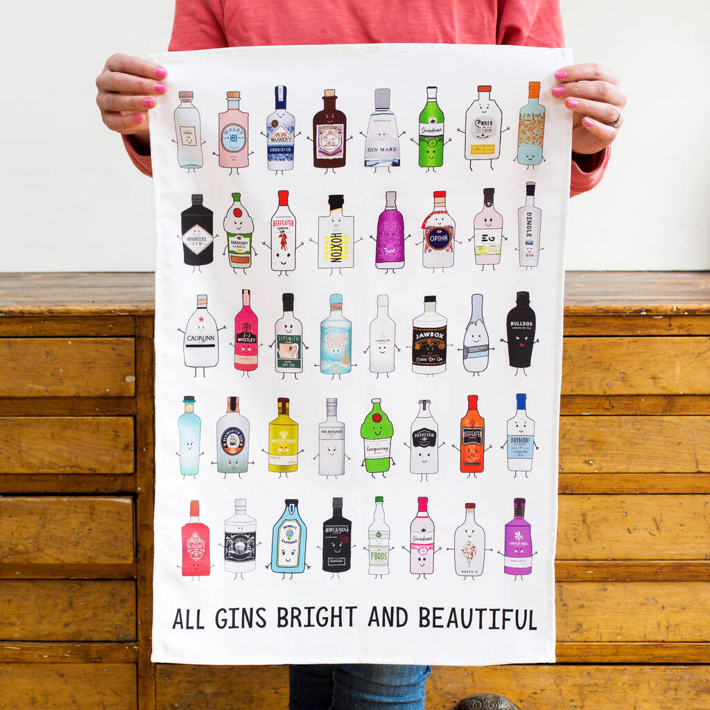 'All Gins Bright And Beautiful' Gin Tea Towel, 1 of 5