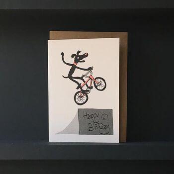 Stunt Bike Dog Happy Birthday Greeting Card, 2 of 3