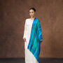 100% Mulberry Silk Scarf, Turquoise And Peacock Blue In Gift Box, thumbnail 3 of 11
