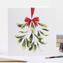 Mistletoe Christmas Cards Pack Of Four, thumbnail 1 of 2