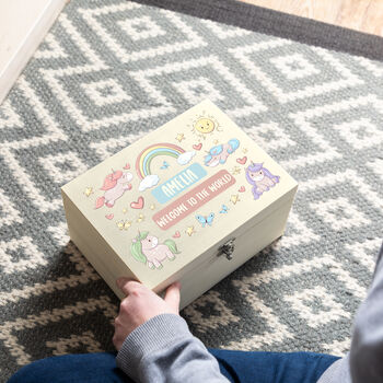 Personalised Unicorn Memory Box New Baby Gift, 6 of 6