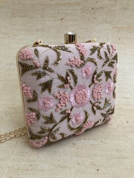 Pink Square Floral Clutch Bag, 6 of 6