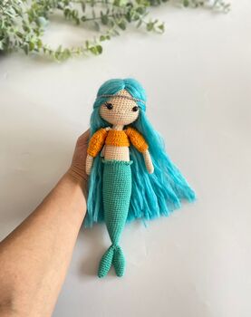 Handmade Crochet Mermaid Doll, 6 of 7