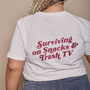 Snacks And Trash Tv Slogan Organic T Shirt, thumbnail 5 of 5