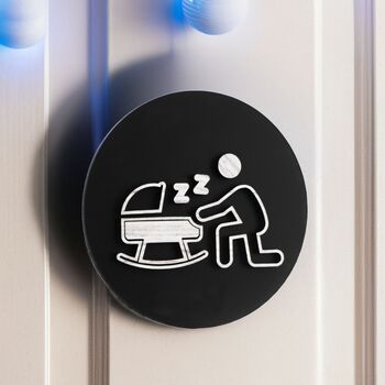 Baby Room Rocking Cot Door Sign With Raised Design, 2 of 3