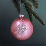 G Decor Glass Blush Snowflake And Pink–Silver Ombré Christmas Tree Baubles, thumbnail 2 of 3