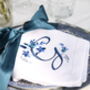 Floral Blue White Monogram Linen Napkin, thumbnail 3 of 4