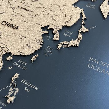 X X L Personalised Wooden And Mirror World Map Wall Art, 8 of 9