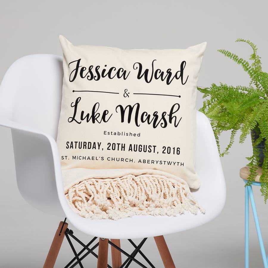 Personalised Couples Wedding Cushion By Owl & Otter