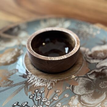 Mango Wood Round Serving Platter Tray, Chip And Dip, 9 of 12