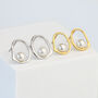 Sterling Silver Pearl Circle Drop Stud Earrings, thumbnail 1 of 6