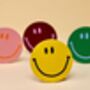 Set Of Four Happy Face Smilie Leather Coasters, thumbnail 3 of 6