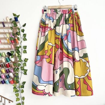 Cotton Midi Skirt, Art Print Skirt, 4 of 4