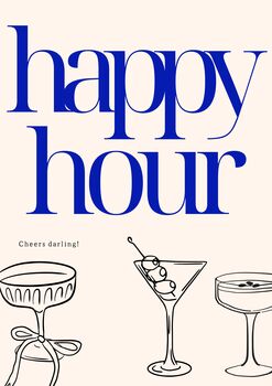 A4 Food And Drink Print, Happy Hour, Cheers Darling, 5 of 5