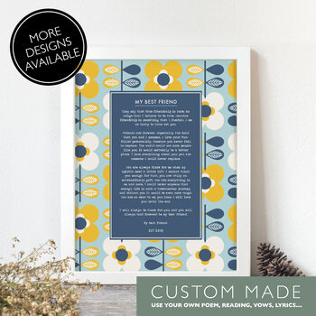 Personalised Use Your Own Poem Floral Poem Print, 6 of 12