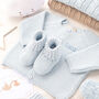 Luxury Cotton Pale Blue Baby Cardigan And Booties Set, thumbnail 1 of 11