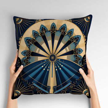 Deco Elegance In Blue Art Deco Cushions Design One, 2 of 8