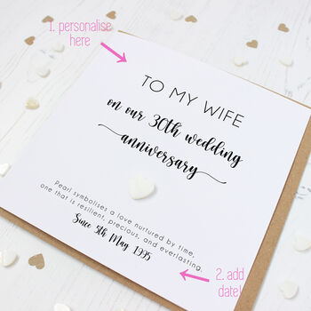 30th Pearl Anniversary Card For Husband Or Wife, 2 of 6