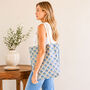 Hand Printed Block Print Summer Floral Cotton Tote Bag, thumbnail 2 of 5