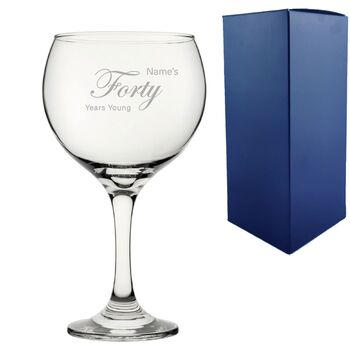 Personalised Years Young Cubata Gin Glass 40th, 2 of 8