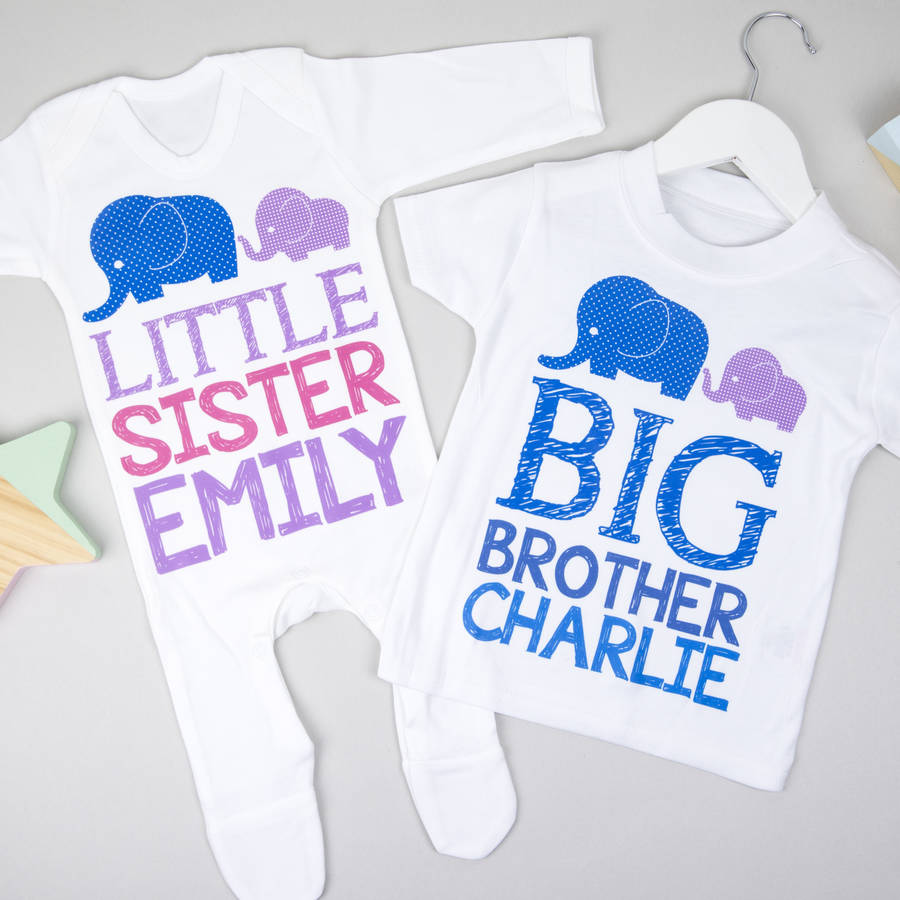 PERSONALISED Baby clothing LITTLE SISTER/LITTLE BROTHER & BIG SISTER/BIG BROTHER 