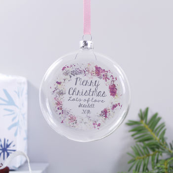 Personalised Wreath 'Merry Christmas' Flat Bauble, 5 of 8