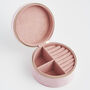 Pink Ladybird Velvet Embroidered Circle Jewellery Box, thumbnail 4 of 6