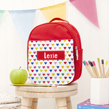 Personalised Girl's Red Patterned Lunch Bag, 3 of 11