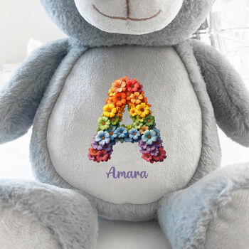 Personalised Flower Alphabet New Baby Teddy Bear, 2 of 7
