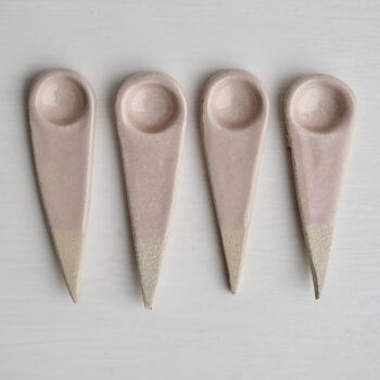 Handmade Small Blush Pink Pottery Salt Or Spice Spoon, 2 of 7