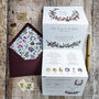 Plum Autumn Floral Wedding Invitation With Timeline, thumbnail 1 of 8