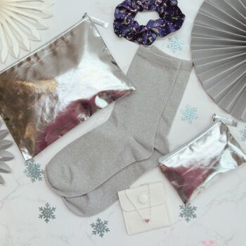 Christmas Gift For Her – Silver Socks, Bracelet And Silver Festive Accessories, 9 of 11