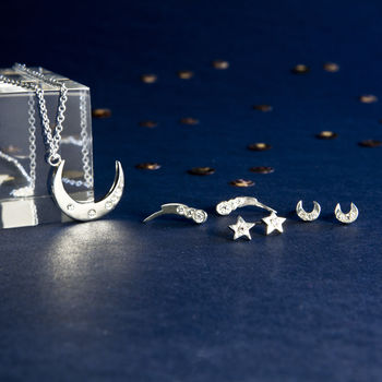 Celestial Diamond Shooting Star Stud Earrings, 3 of 4