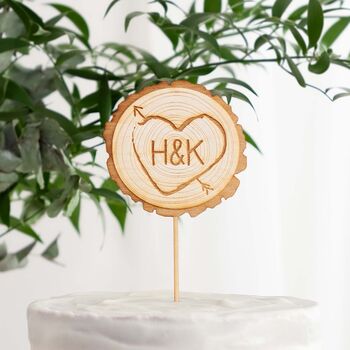 Personalised Tree Slice Wooden Cake Topper, 2 of 2